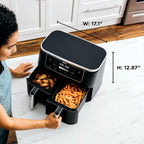 Ninja Foodi Air Fryer, 10 Qt DualZone, 6-in-1, Black, DZ302 | Air fry, broil, roast, keep warm, dehydrate, bake, 2x5 Qt baskets, Fits 8 lbs wings