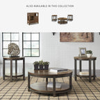 Signature Design by Ashley Coffee Bar Accent Cabinet with Drawers | Butterfly matched herringbone inlay, Unique acacia colored finish, Media and gameroom use, Farmhouse style, Roybeck Series
