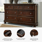 Signature Design by Ashley Porter 7-Drawer Wood Bedroom Dresser, Brown | Traditional chest of drawers, Hidden jewelry tray, Cedar-lined bottoms, Organized bedroom storage