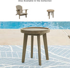Signature Design by Ashley Coastal Reef Round Outdoor End Table, Beige | Weather-resistant eucalyptus wood, Slatted tabletop for quick water drainage, 19-inch round accent table