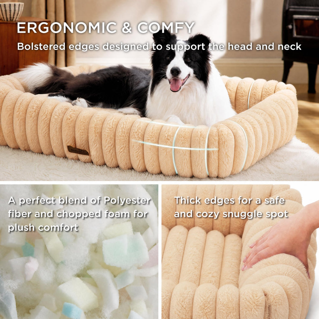 Bedsure ComfyFleece® Cute Dog Beds Large Sized Dog Washable，36in Cream
