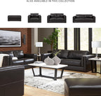 Signature Design by Ashley Amiata Black Leather and Faux Leather Ottoman, Fully Assembled Coffee Table Alternative, Rectangular Footrest Bench for Living Room, Onyx, 44" W x 24" D x 17" H