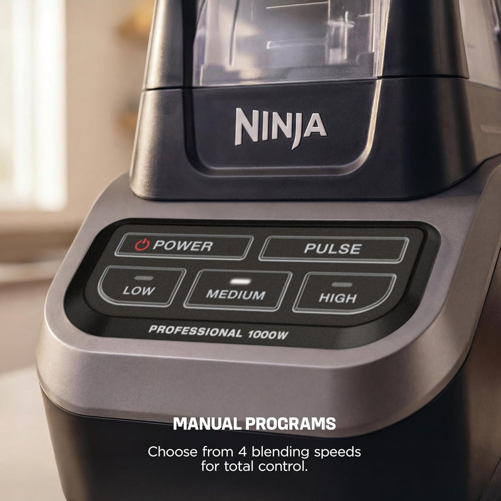 Ninja Professional Blender, 1000W, Total Crushing Tech, 72oz Pitcher, BL610 | 1000W Total Crushing blades crush ice & blend smoothies, sauces. XL 72-oz pitcher for family batches. Dishwasher-safe parts.