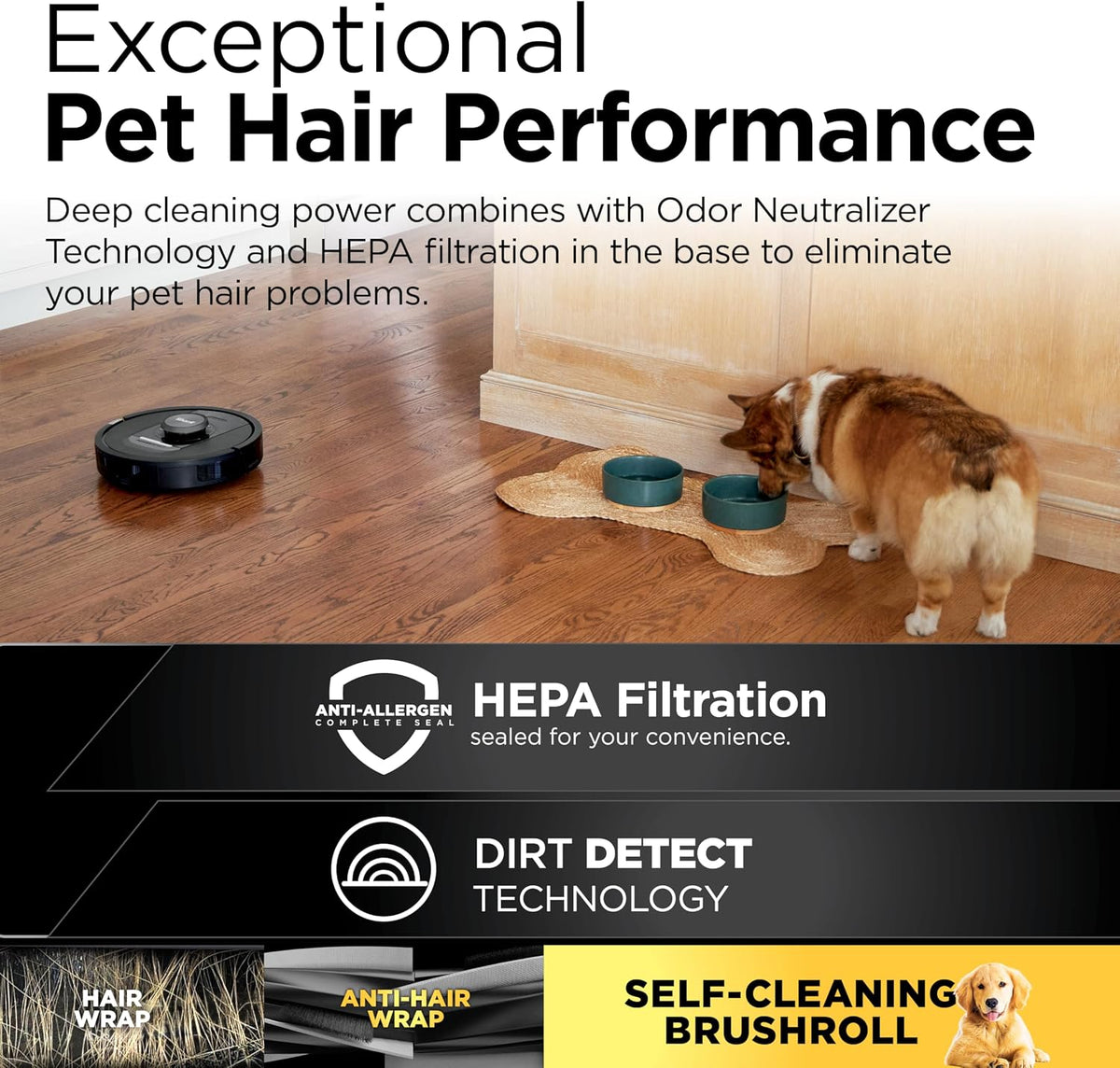Shark PowerDetect Self-Empty Robot Vacuum, Black, AV2820S