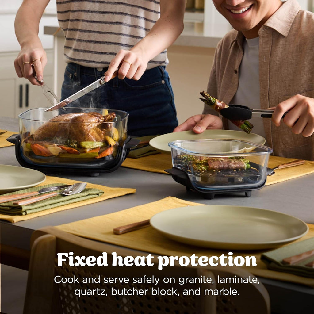 Ninja Crispi Glass Air Fryer, 4-in-1, Stone, FN101ST | Max crisp, bake, air fry, recrisp, 450F max, 4 Qt and 6 Cup containers, PFAS-free glass