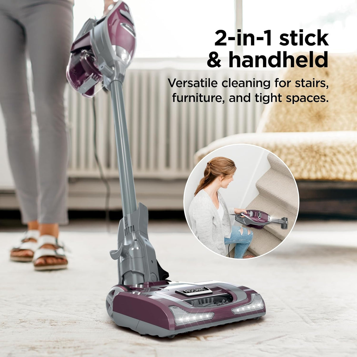 Shark Rocket Pet Plus Corded Stick Vacuum, Lightweight, Bordeaux, HV322