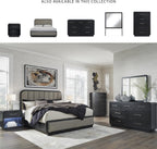 Signature Design by Ashley Rowanbeck Dresser, Black Wood 7 Drawer Chest for Bedroom, Hardwood Solids and Ash Veneer, Contemporary Storage for Master Suites, Black, 64" W