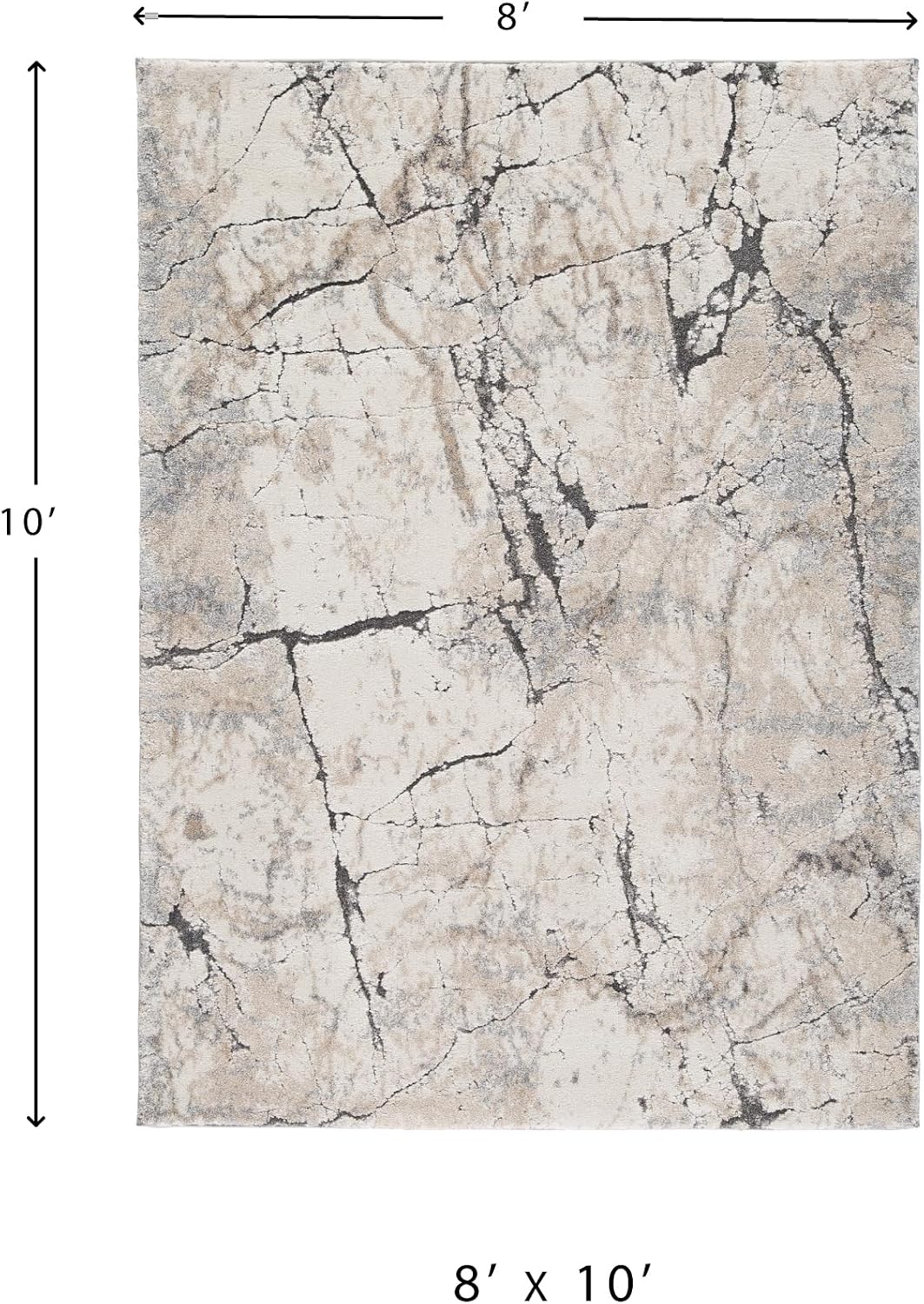 Signature Design by Ashley Wyscott Living Room Rug, 8x10 Modern Abstract | 17 mm high-low pile polyester and polypropylene, Exact 7'10" x 10'3" dimensions, Natural jute backing