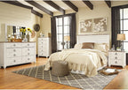 Signature Design by Ashley Coastal Queen Panel Headboard, Whitewash | Engineered wood rustic queen headboard, Farmhouse headboard queen option with built-in USB chargers, Willowton Series
