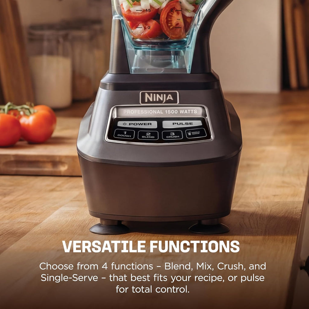 Ninja Mega Kitchen System, 1500W, 72oz Pitcher, 8-Cup, Black, BL770 | 1500W all-in-one blends smoothies, processes salsa & dough. 72-oz pitcher, 8-cup processor bowl, (2) 16-oz cups.