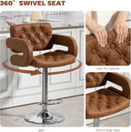 HOMCOM Bar Stool w/Wide Seat U-Shaped Armrest PU Leather, Brown