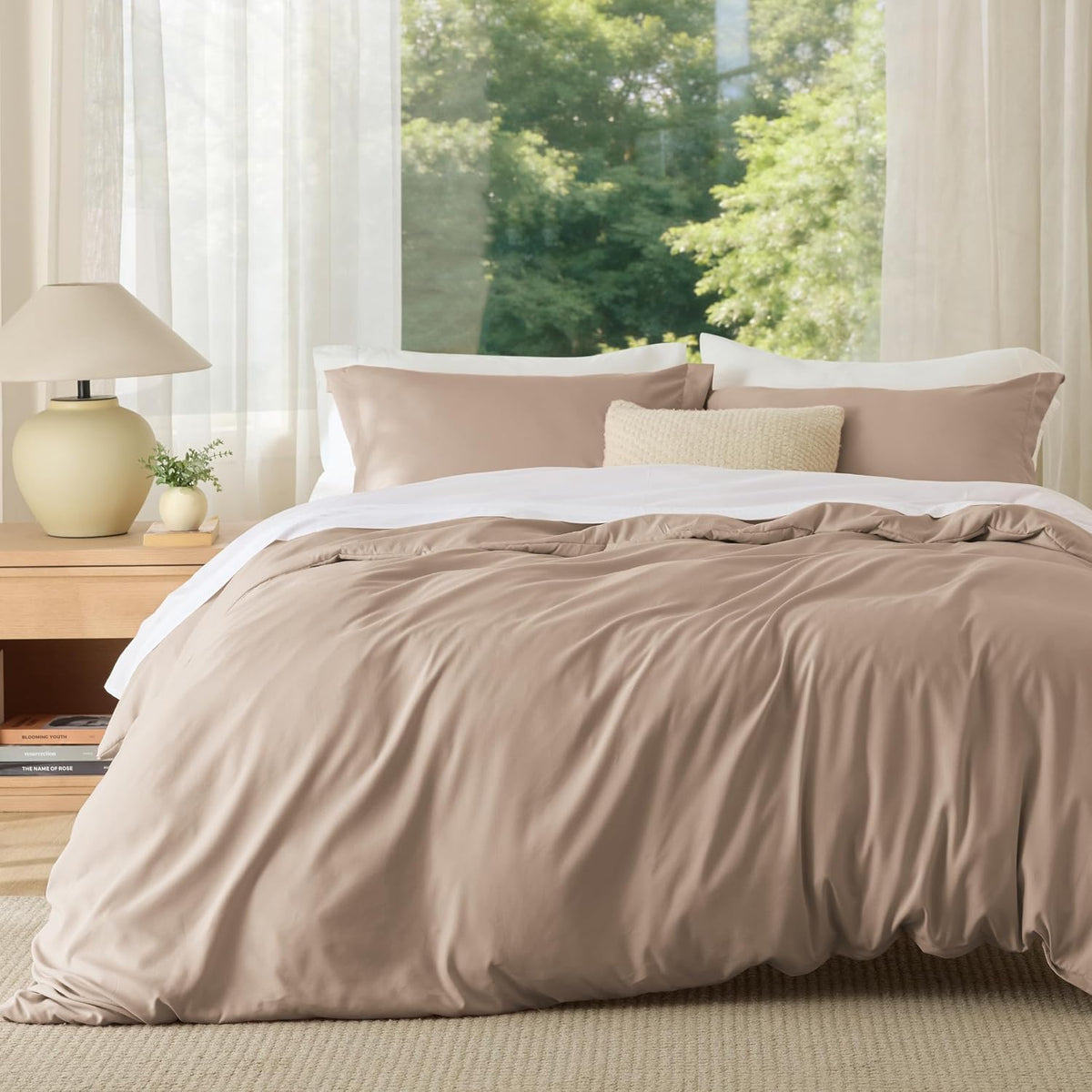 Bedsure Duvet Cover Queen Size, 3Pcs Soft Double Brushed Bedding Set, White