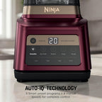 Ninja Professional Plus Kitchen System, 1400WP, Auto-iQ, Red, BN801RD1BRN | 5 functions for smoothies, chopping & dough with Auto-iQ. 72-oz blender pitcher, 64-oz processor, (2) 24-oz cups.
