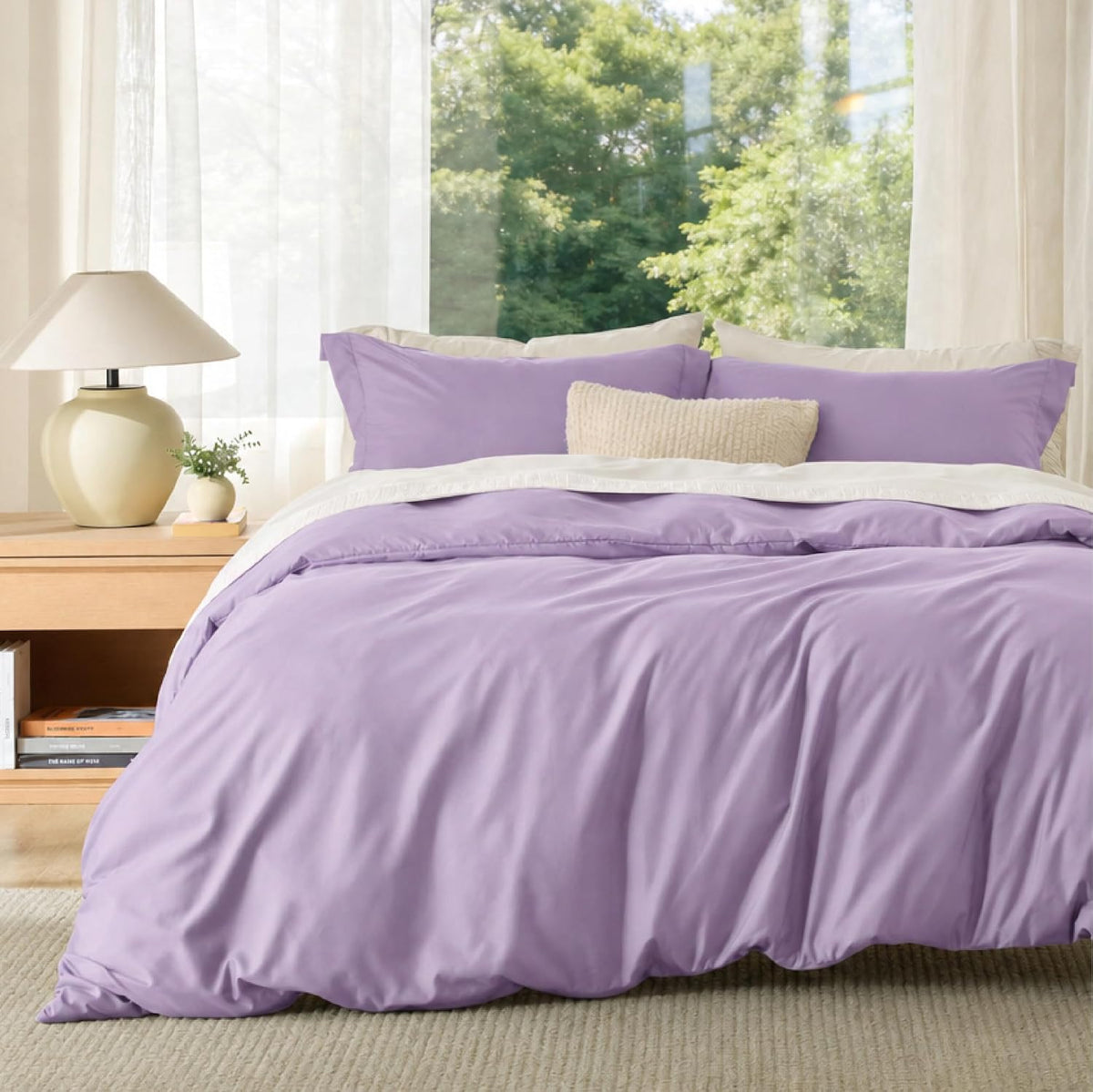Bedsure Duvet Cover Queen Size, 3Pcs Soft Double Brushed Bedding Set, White
