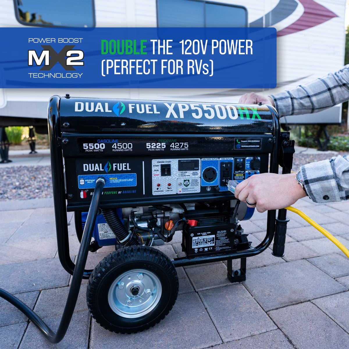 DuroMax XP13000HX 13,000-Watt Dual Fuel Portable Generator - Gas & Propane, Electric Start, Whole Home Power Backup, Transfer Switch Ready, RV & Emergency Ready