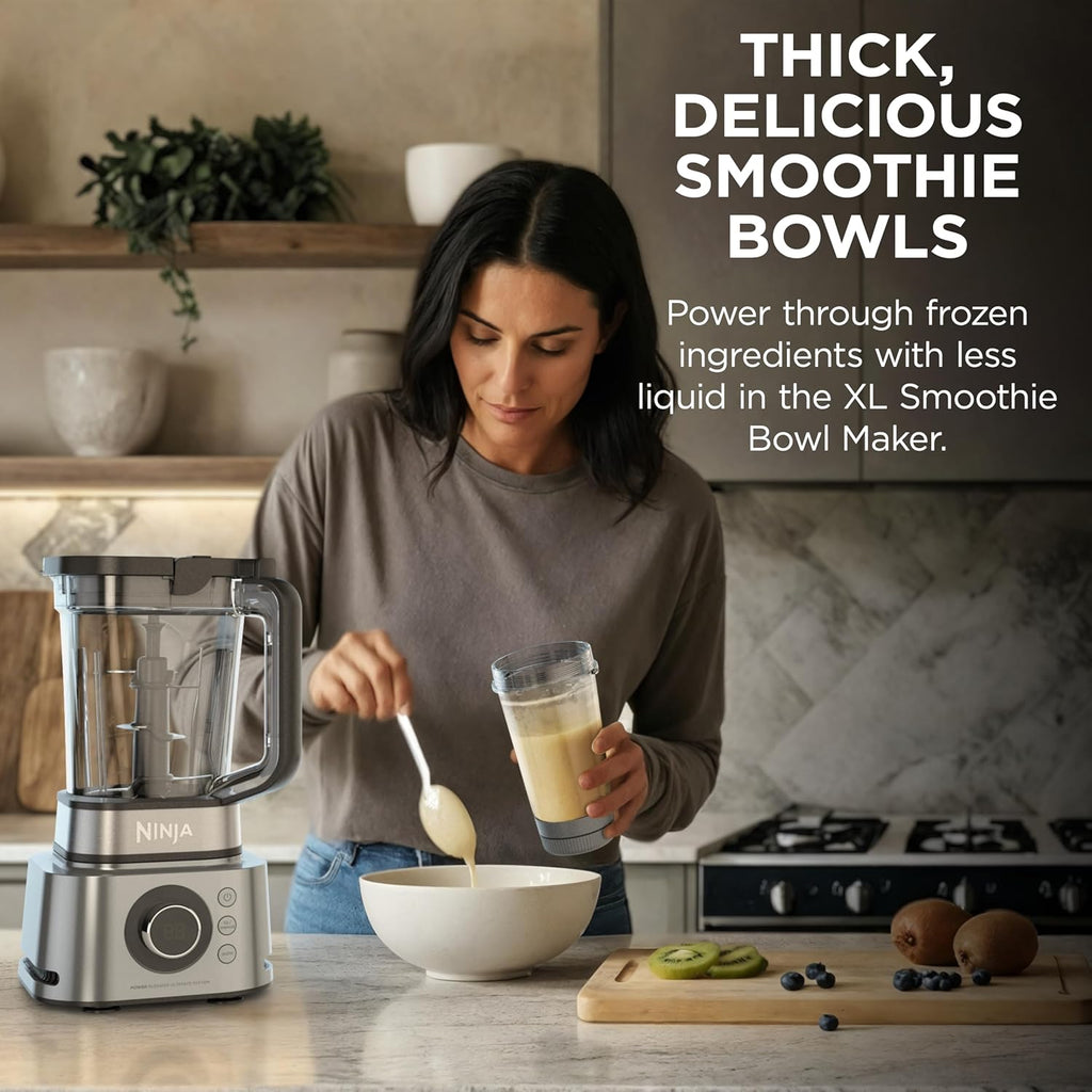 Ninja Foodi Power Blender & Processor System, 7 Functions, Silver, SS401 | 72-oz blend & processing pitcher plus XL smoothie bowl maker & nutrient extractor. 7 functions, dishwasher safe.