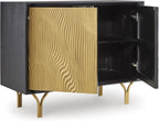 Signature Design by Ashley Tayner Contemporary Accent Cabinet with 2 Doors and 1 Shelf, Black & Metallic