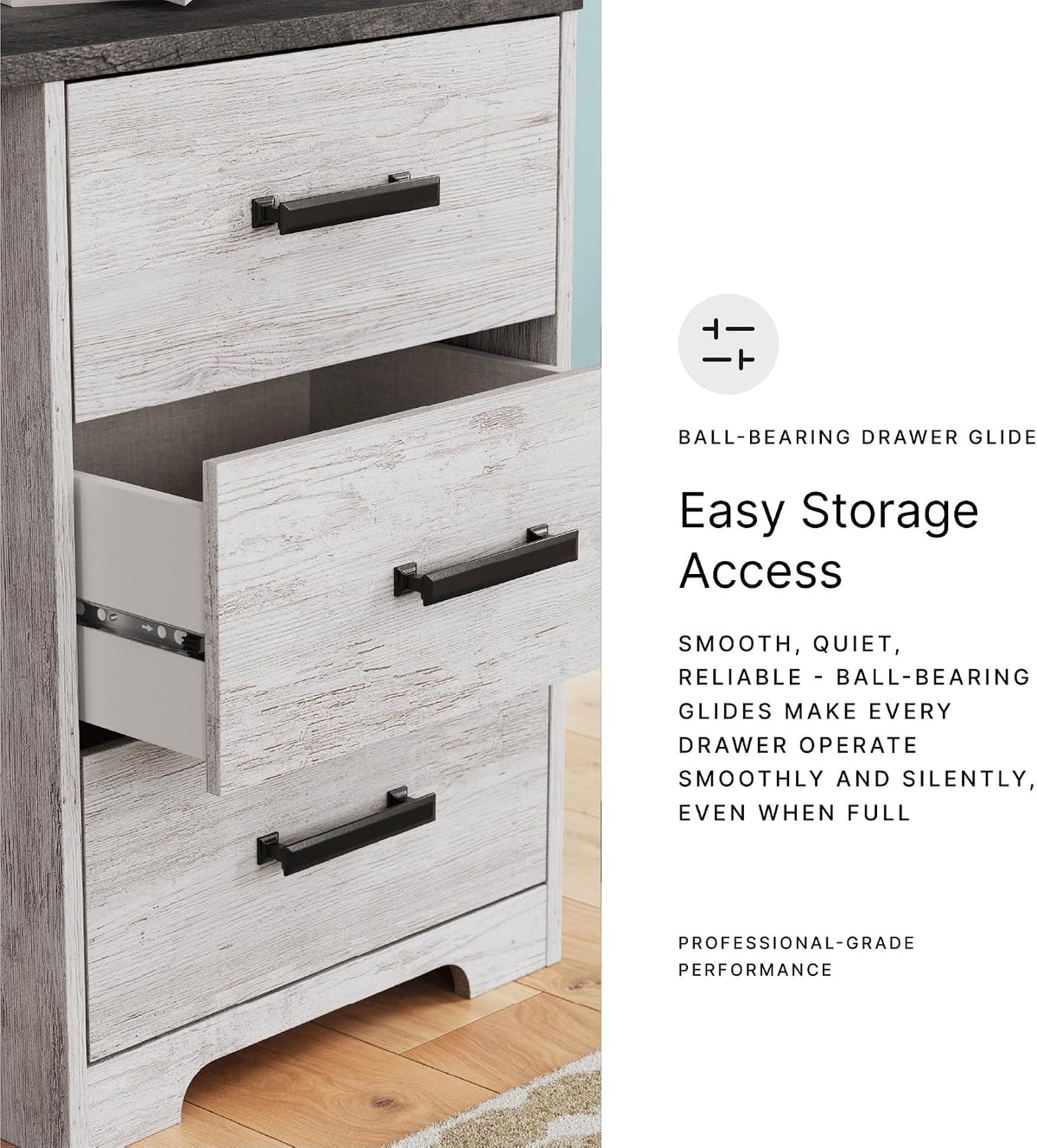 Signature Design by Ashley Farmhouse Desk with Drawers, 54", White & Gray | Engineered wood, 3 smooth-gliding drawers, Fully finished back, 19 in depth, Modern farmhouse style, Shawburn Series