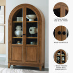 Signature Design by Ashley 74" Wood Glass Display Cabinet, Dagandale | Mango wood veneer construction, Natural and black finish, Spacious 4-tier china cabinet, Living room use