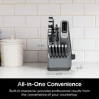 Ninja® Never Dull™ 14-Pc Knife System, Built-in Sharpener, Black, K32014 | Stays razor-sharp 10+ years. German stainless steel blades. A few swipes of the foolproof sharpener restores a superior edge.