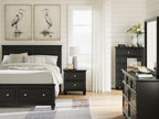 Signature Design by Ashley Tall Farmhouse Nightstand, 2 Drawer, Black