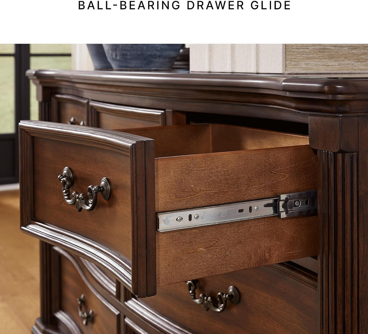 Signature Design by Ashley 7-Drawer Wood Bedroom Dresser, Wide Chest, Brown | Felt-lined top drawers for delicate protection, Sturdy 205 lb frame for master bedroom storage, Lavinton Series