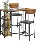 HOMCOM 3 Piece Breakfast Bar Table Set with Stools for 2 Rustic Brown