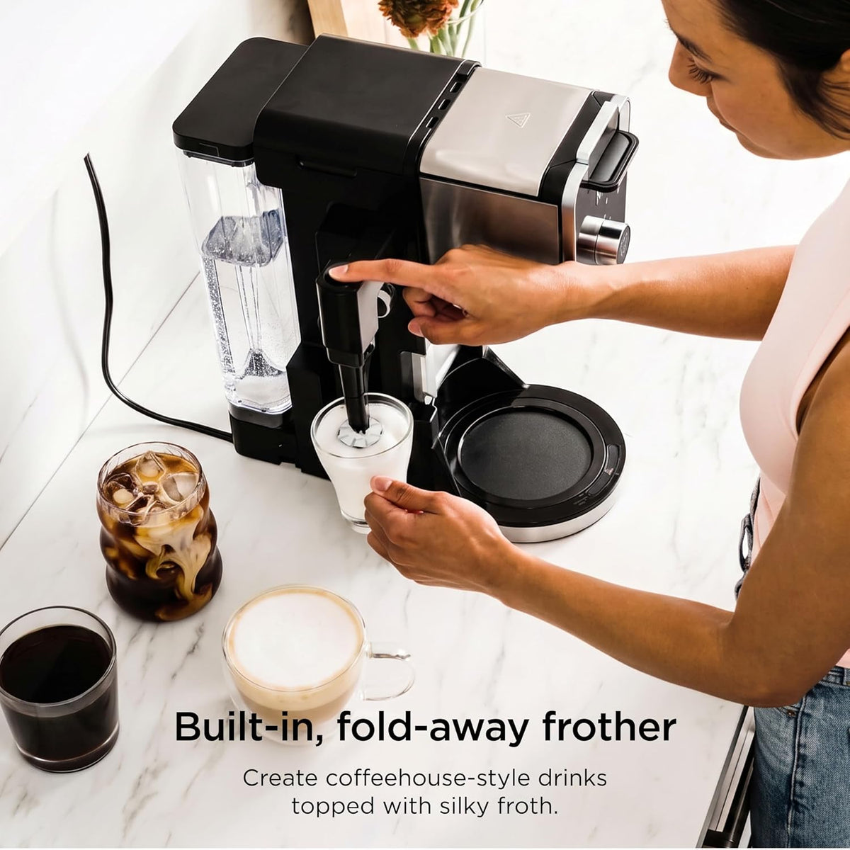 Ninja Specialty Drip Coffee Maker, DualBrew Pro, Black CFP307 | Coffee Machine w/Frother, Permanent Filter, Brew w/Pods & Grounds, K Cups Compatible, 4 Brew Styles, 13 Cup to Pot Sizes