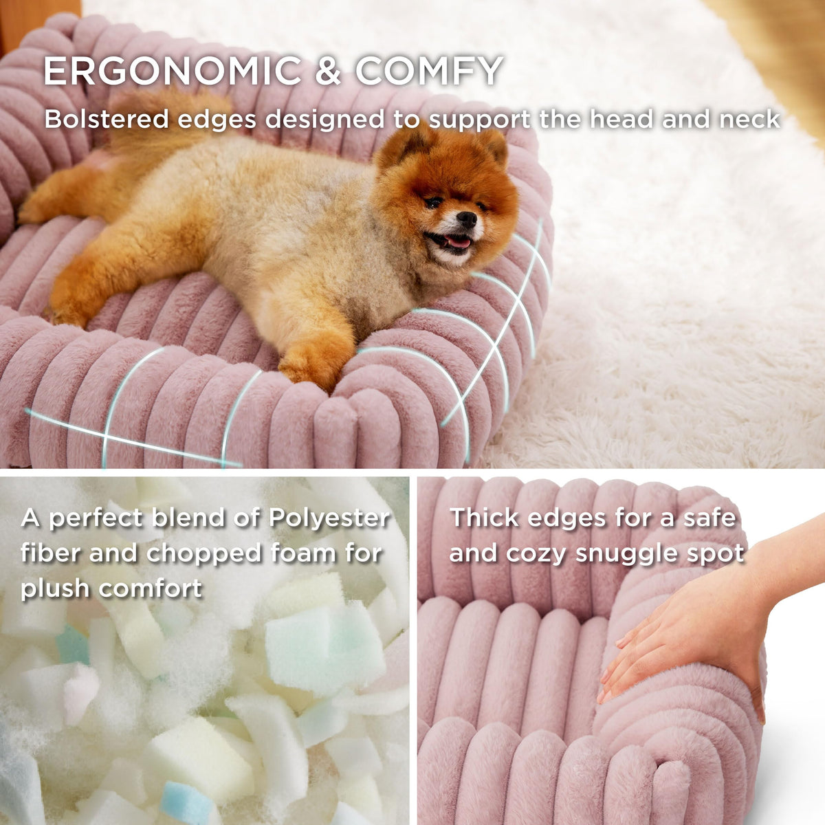 Bedsure ComfyFleece® Cute Dog Beds Large Sized Dog Washable，36in Cream