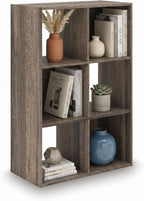 Signature Design by Ashley 6 Cube Storage Organizer, Brown Bookshelf | Durable engineered wood, Weathered brown finish, Fits standard 10.5-inch bins for neat closet storage, Shallifer Series