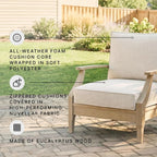 Signature Design by Ashley Clare View 1-Piece Outdoor Lounge Chair, Beige | Eucalyptus wood frame, 5-step protective coating, Nuvella performance fabric, Zippered foam core, 30x35x32 inches