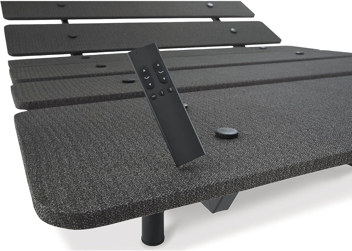 Signature Design by Ashley Cosmic Queen Adjustable Base Bed Frame | Powder coated metal construction, Memory foam and hybrid mattress compatible, Head and foot incline, 2 USB ports
