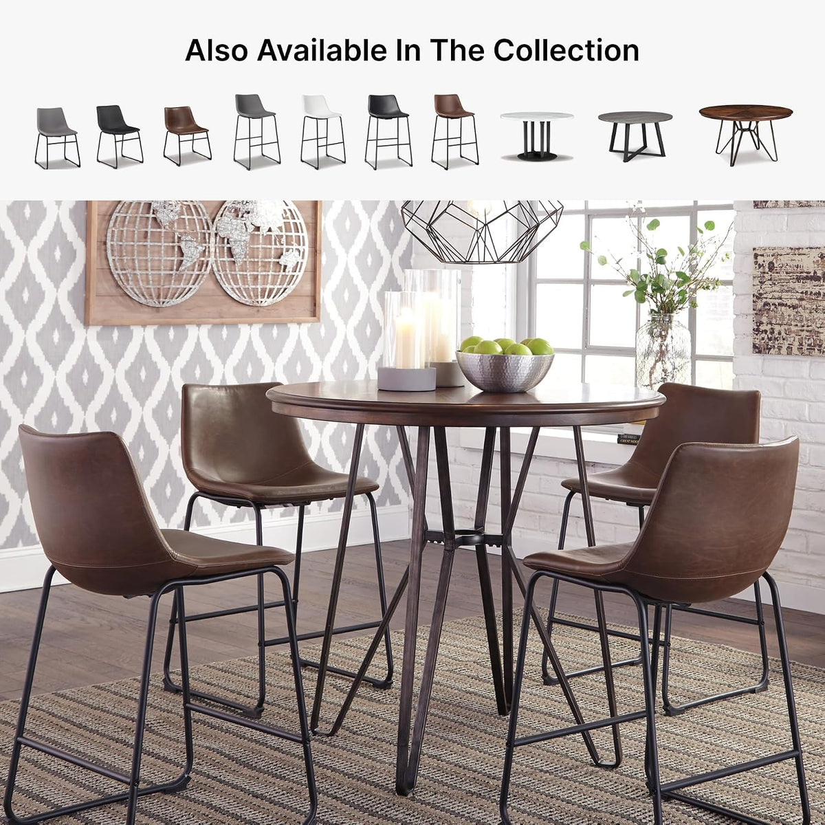 Signature Design by Ashley Counter Height Bar Stools, Set of 2, Brown
