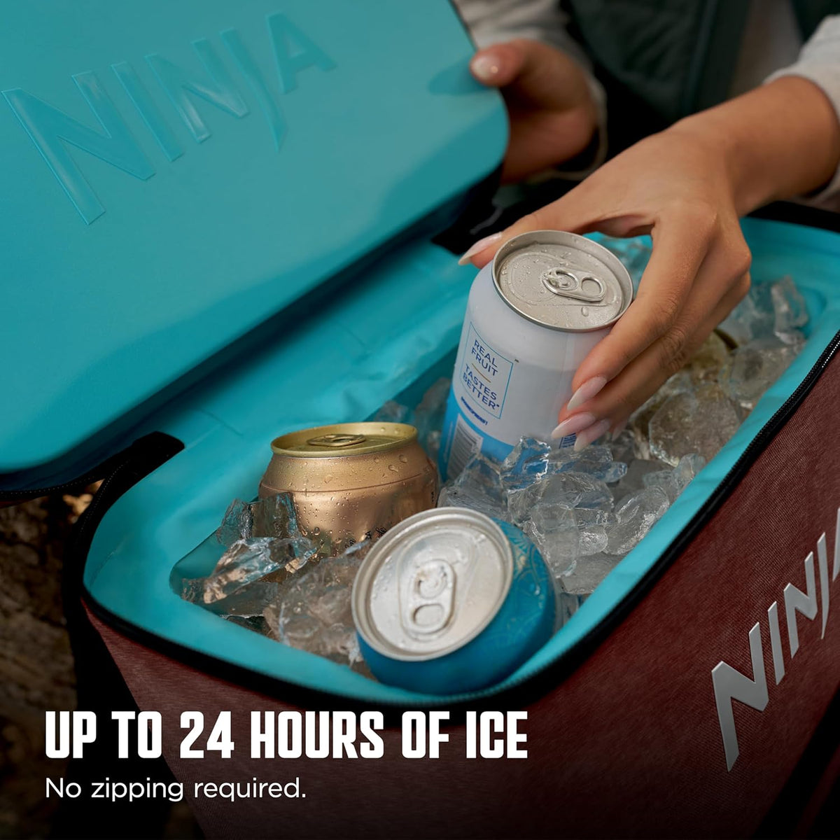 Ninja FrostVault™ Go Soft Backpack Cooler, Dry Storage, Canyon Red | Ninja FrostVault Go soft cooler, stays cool for hours with a leakproof, easy-access lid, and carries like a backpack