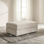 Signature Design by Ashley Soletren Oversized Ottoman, Stone | Plush stone beige chenille upholstery, Wood and engineered wood frame, 48-inch rectangular living room footprint