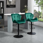 HOMCOM Bar Stools Luxurious Velvet-Touch Footrest Swivel Set Of 2 Green