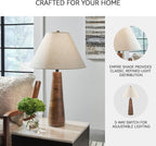 Signature Design by Ashley Danset 30" Tall Table Lamp, Honey Brown | Honey brown base crafted from wood products and other materials, Cotton empire hardback fabric shade, 3-way rotary switch