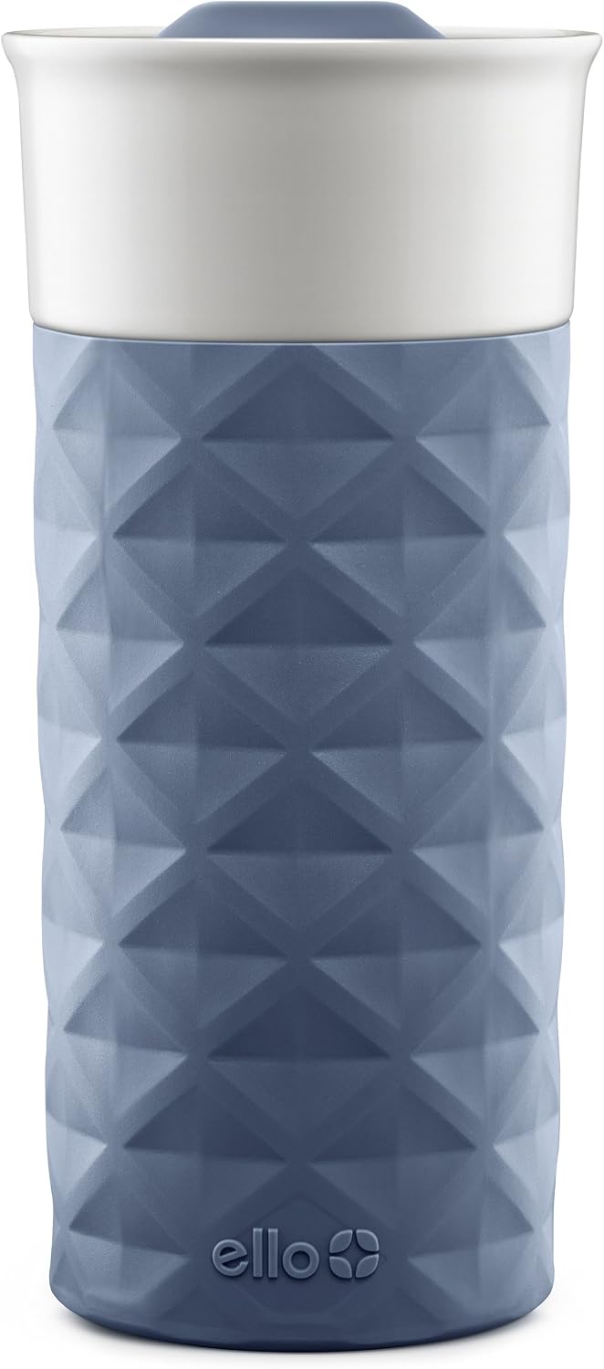 Ello Ogden BPA-Free Ceramic Travel Mug with Lid, Evening Blue, 16 oz