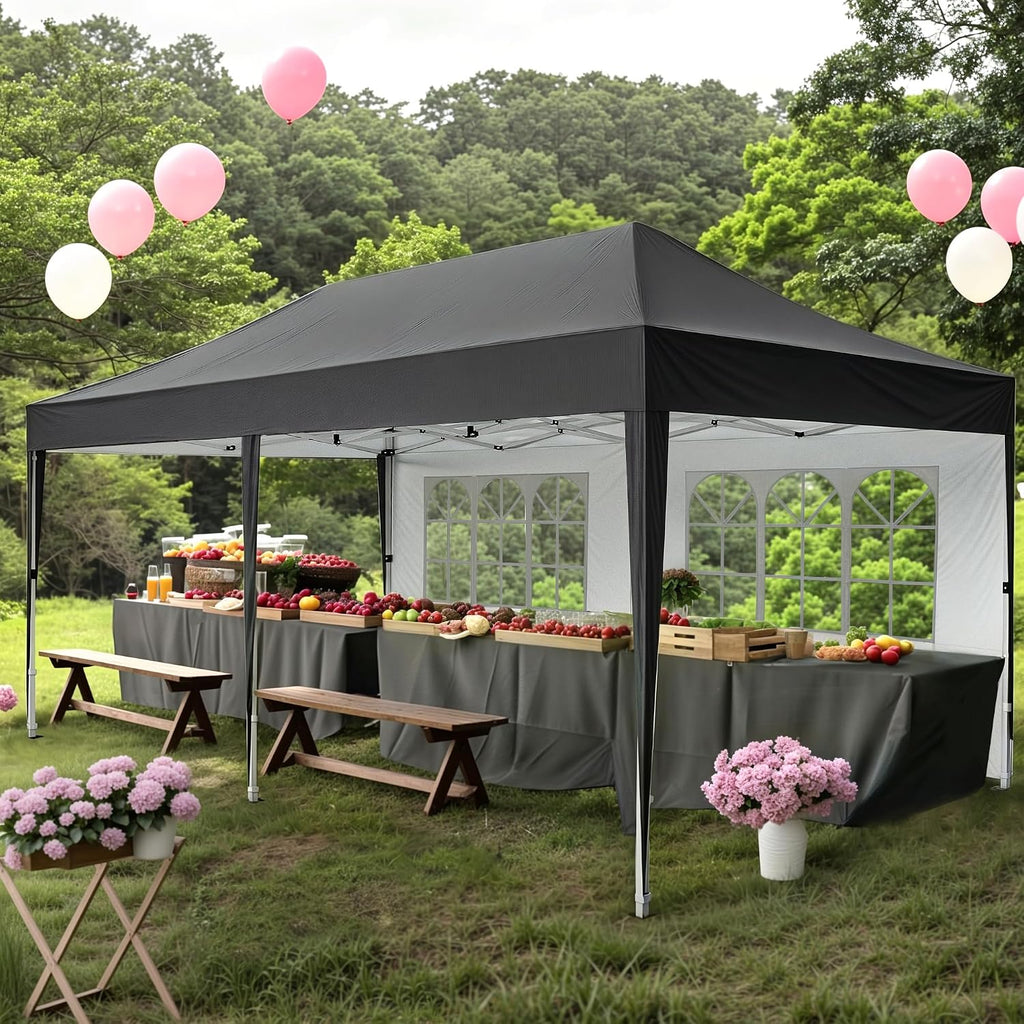 3x6m Pop Up Gazebo with 6 Sidewalls, Heavy Duty Marquee Party Tent, Waterproof & UPF 50+ UV Protection, Easy Setup Folding Canopy for Garden Events, Weddings, Markets & Carport