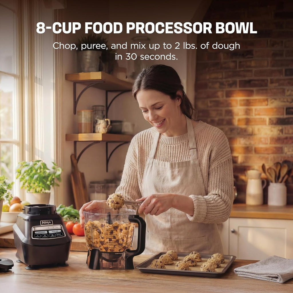 Ninja Mega Kitchen System, 1500W, 72oz Pitcher, 8-Cup, Black, BL770 | 1500W all-in-one blends smoothies, processes salsa & dough. 72-oz pitcher, 8-cup processor bowl, (2) 16-oz cups.