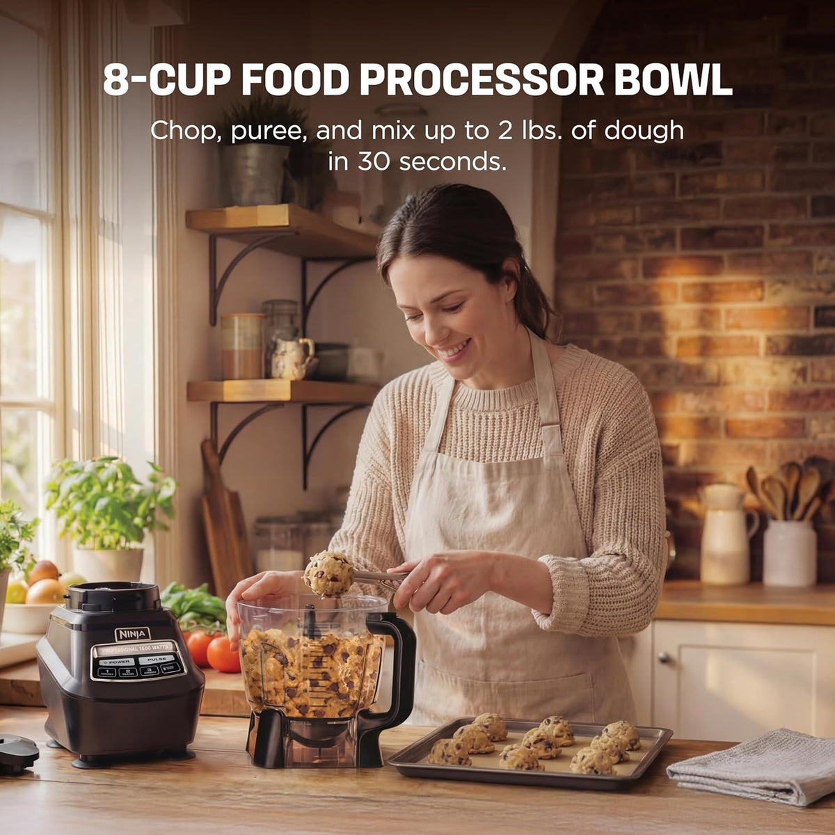 Ninja Mega Kitchen System, 1500W, 72oz Pitcher, 8-Cup, Black, BL770 | 1500W all-in-one blends smoothies, processes salsa & dough. 72-oz pitcher, 8-cup processor bowl, (2) 16-oz cups.