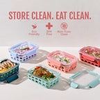 Ello Duraglass 3.4 Cup Glass Meal Prep Containers, 10 Pc, 5 Pack, Melon