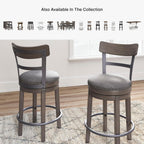 Signature Design by Ashley 1-Piece Swivel Counter Height Bar Stool, Gray | 24-inch seat height, Solid wood base, Metal back supports, Easy-clean polyester upholstery, Nailhead trim, Caitbrook Series