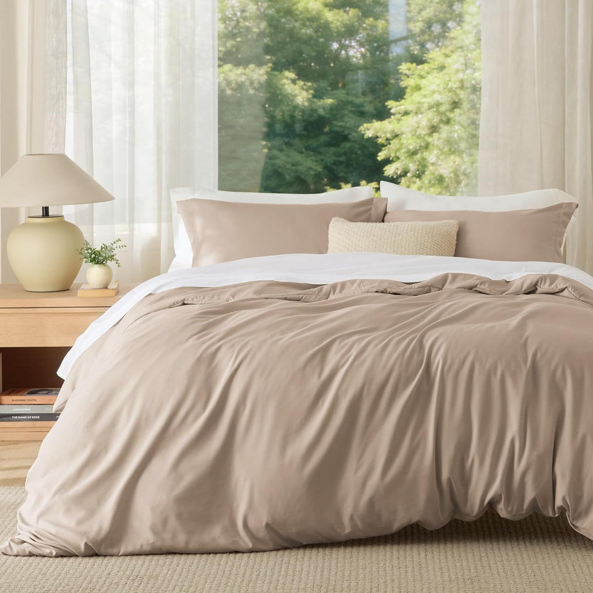 Bedsure Duvet Cover Queen Size, 3Pcs Soft Double Brushed Bedding Set, White