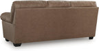 Signature Design by Ashley Caramel Faux Leather Sofa, No Assembly Required | Anti-sag platform deck, Caramel 98% polyester and 2% PU blend, Contemporary 3-seater design, Walker Point Series