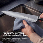 Ninja® NeverDull® 10-Pc German Steel Knife Set, Cyberspace, NK32010BL1 | Stays razor-sharp 10+ years. Premium German steel. Removable sharpener stores in a drawer saving up to 35% more counter space