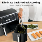 Ninja Foodi Air Fryer, 10 Qt DualZone, 6-in-1, Black, DZ302 | Air fry, broil, roast, keep warm, dehydrate, bake, 2x5 Qt baskets, Fits 8 lbs wings