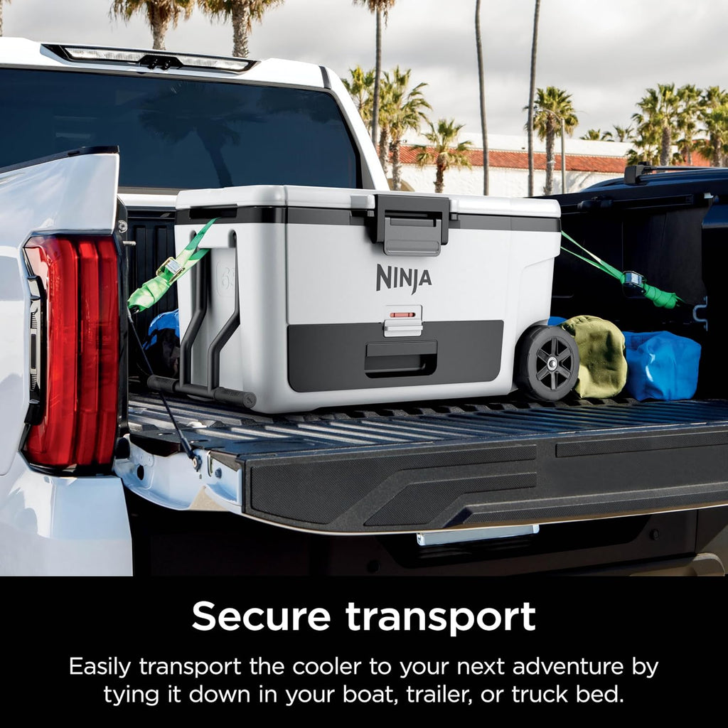 Ninja FrostVault™ 65qt Cooler with Wheels, Dry Storage, Spanish Moss | Ninja FrostVault's 65-qt capacity holds 97 cans, keeps food cool & dry, and rolls easily on all-terrain wheels