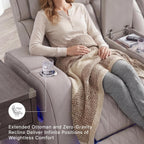 Signature Design by Ashley Power Reclining Loveseat with Console, Gray | Heated air massage seats, Top grain leather faux leather combination, Zero gravity recline, Home theater seating, Boyington