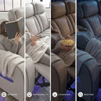 Signature Design by Ashley 3-Seat Power Reclining Sofa, Heat, Massage, Gray | Combination of leather and faux leather, Air massage, Heated seats, Drop-down table, Zero gravity, Boyington